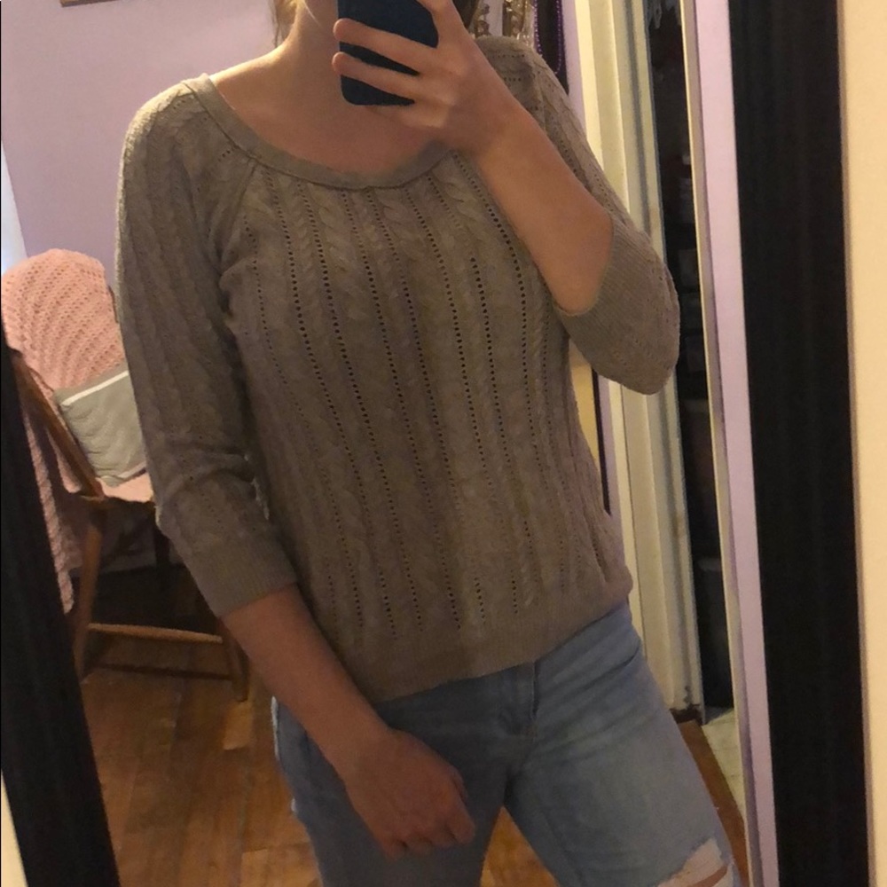 Woven 3/4 Sleeve Sweater